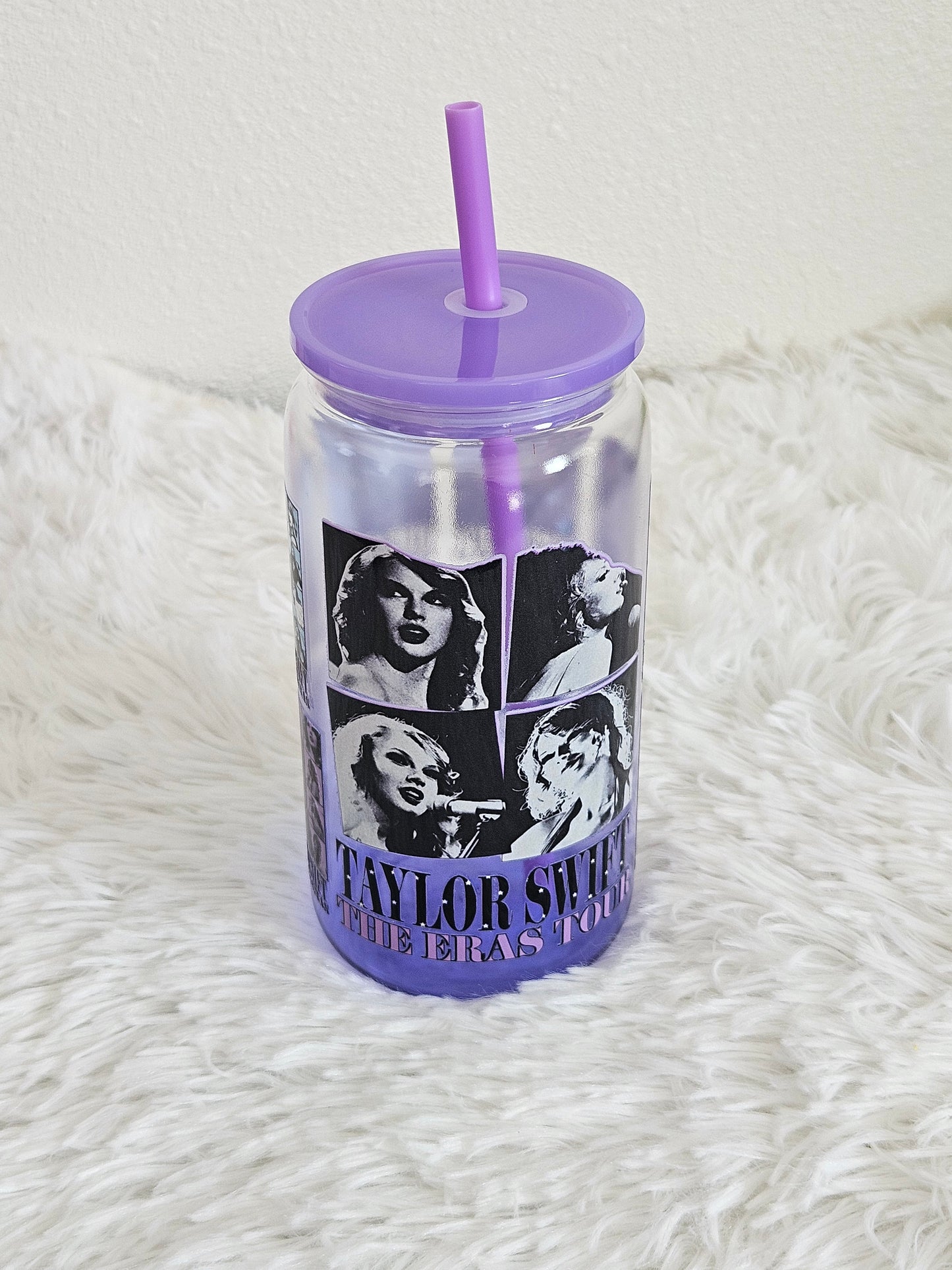 TS ombre plastic cup with lid and plastic straw