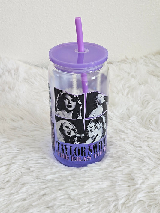 TS ombre plastic cup with lid and plastic straw