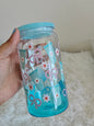 Bows and tumblers ombre plastic cup with lid and plastic straw