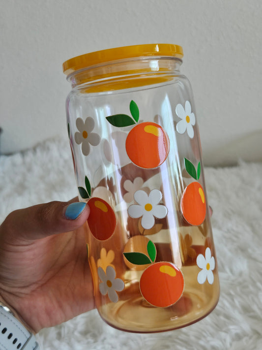 Summer fruit ombre plastic cup with lid and plastic straw