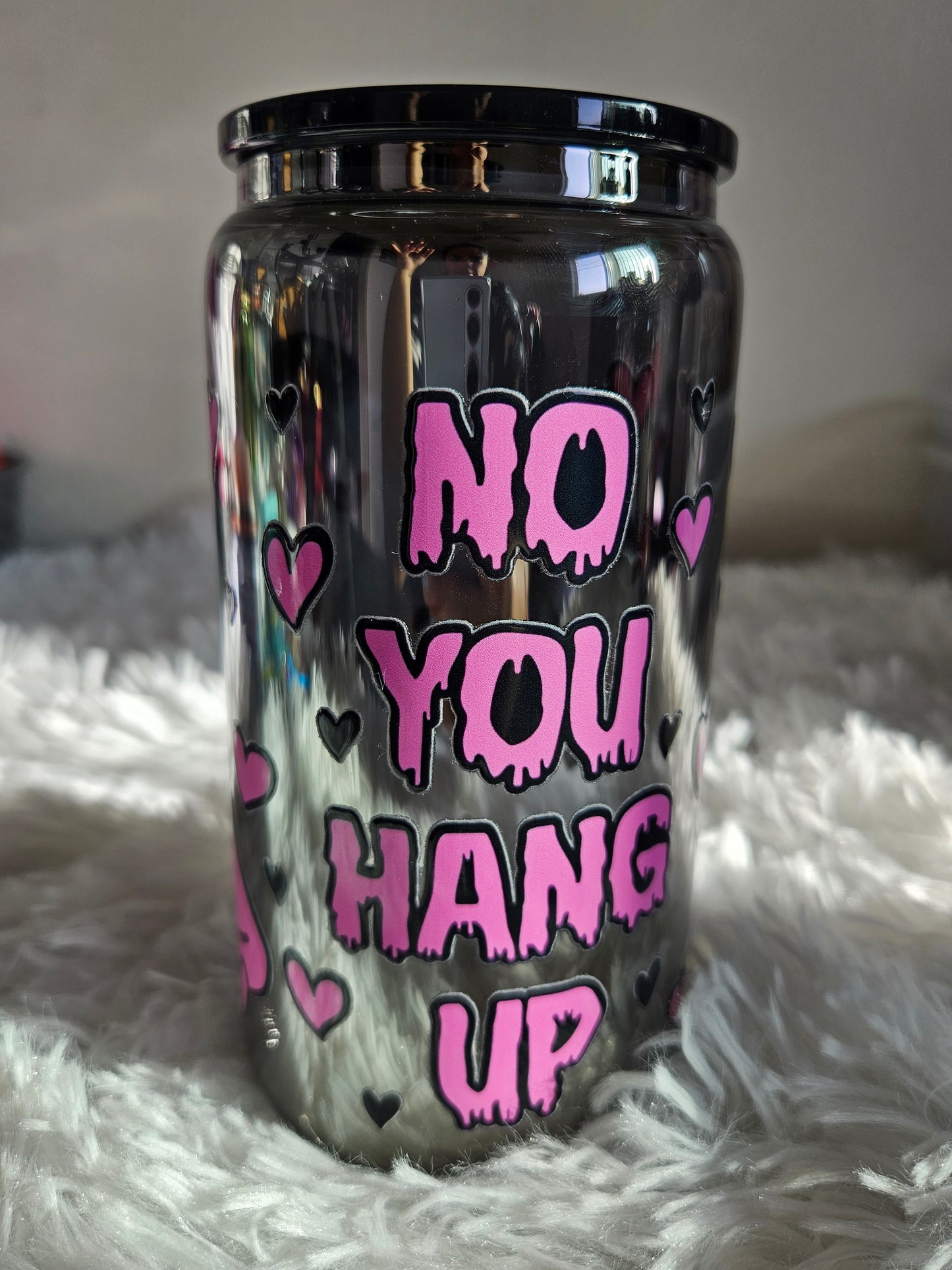 You hang up 16oz mirrored glass cup