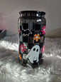 Ghost and flowers 16oz mirrored glass cup