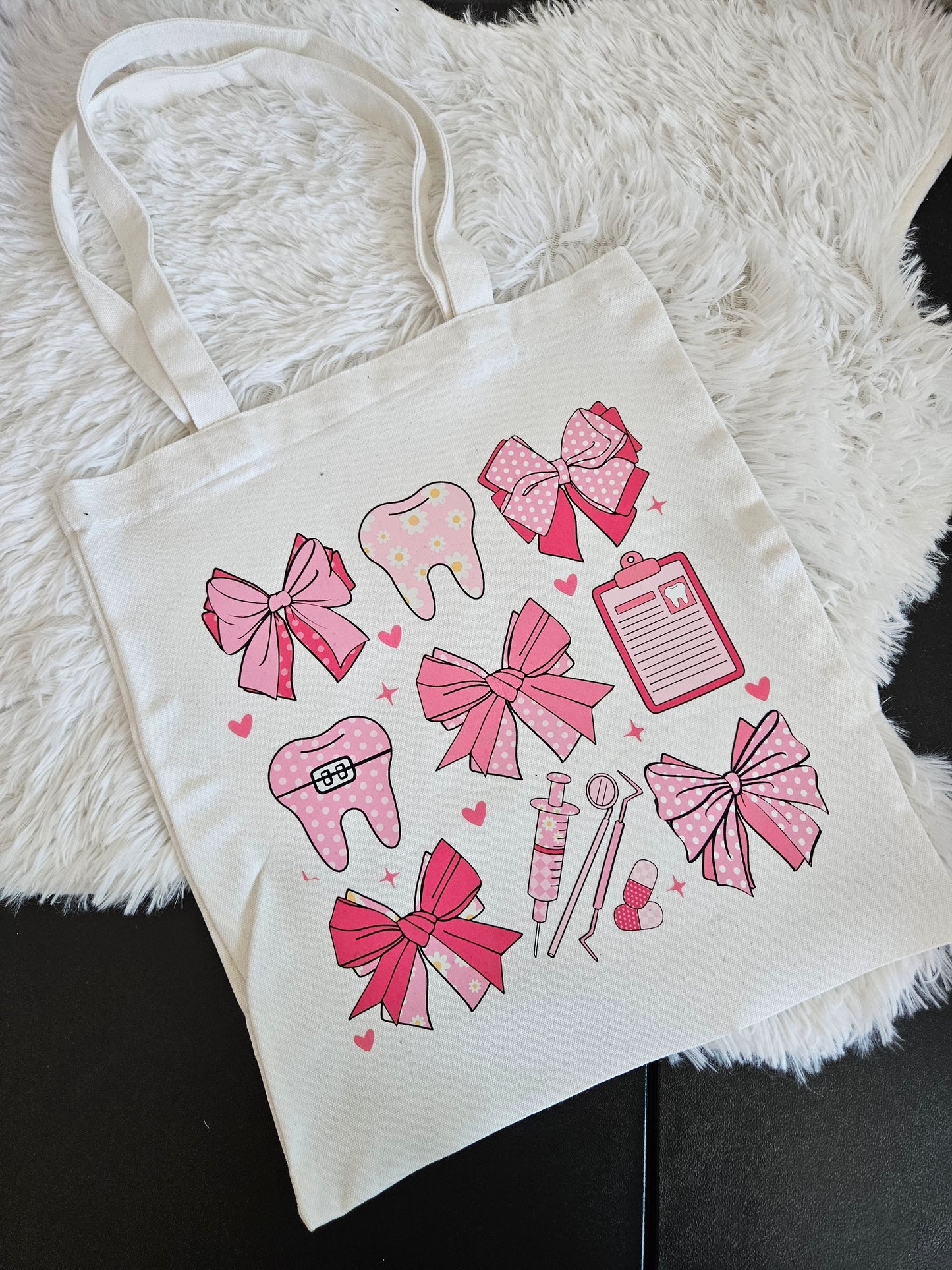 Coquette dentist tote bag